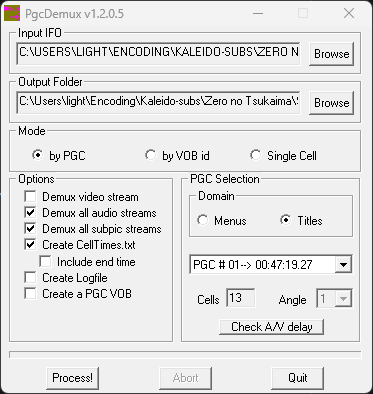 PgcDemux main window