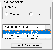 PGC selection dropdown